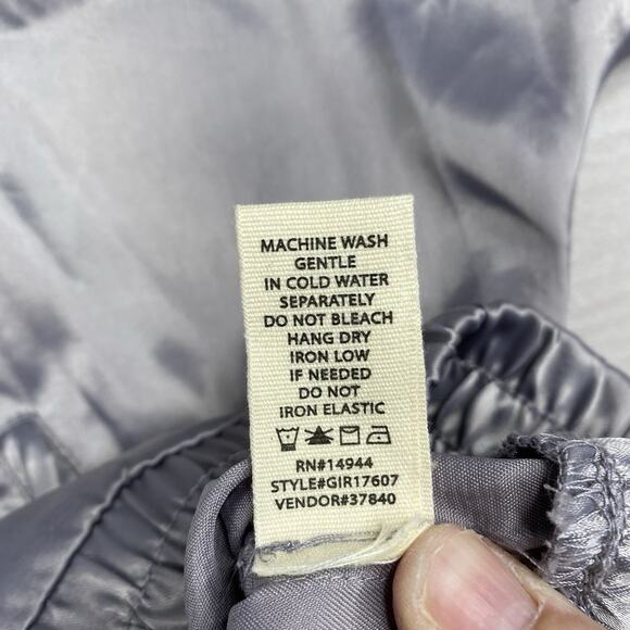 Gilded Intent Jacket Women L Gray Silver Satin Full ZipLightweight Boho Shacket - Picture 9 of 10